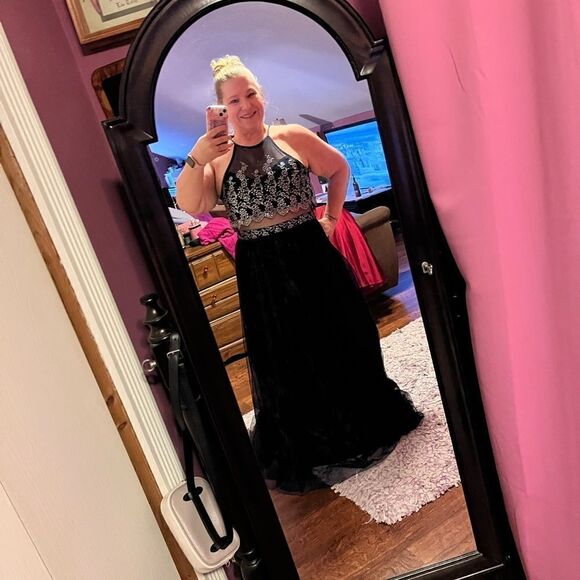 Teeze Me Nights Formal Blue Dress Maxi Prom Like New Size 15 - Picture 6 of 16